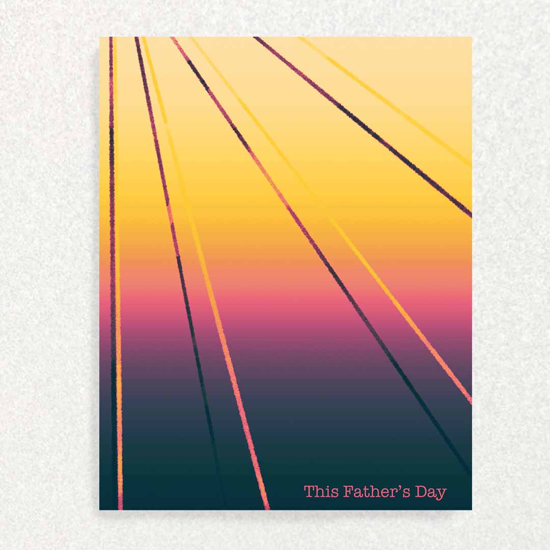 Golden above deep blue that transitions through pink. Father’s Day Card for Child loss
