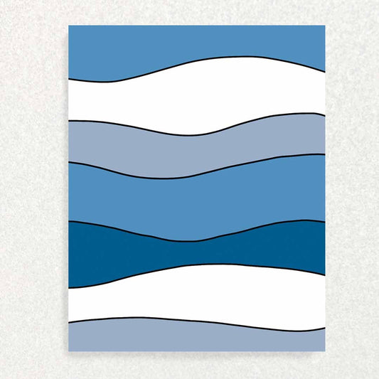 Front of loss of dad card waves of white and blues