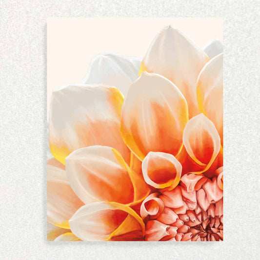 Front of You Are Beautiful Dahlia Encouragement Just Because Thinking Of You Card Dahlia is painted and the center of the dahlia is fixed at the bottom right corner of the card in an artistic way