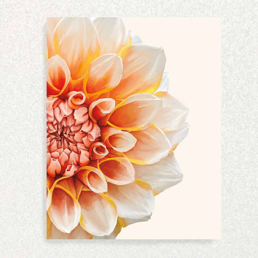 Front of You Are Remarkable Encouragement card is painting of dahlia that is centered on the left fold seam in an artistic way. 