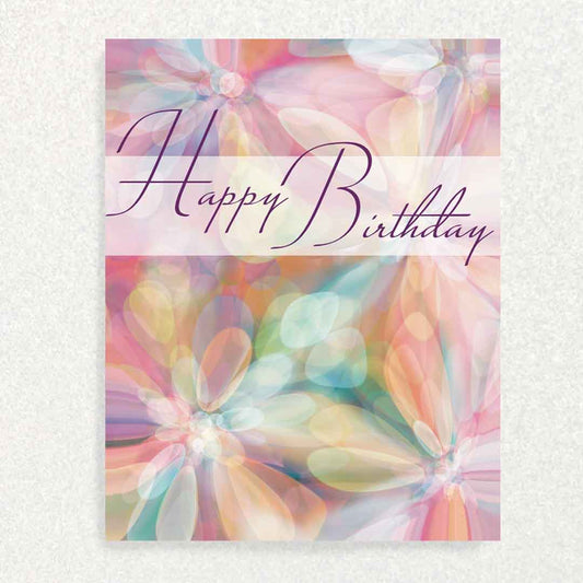 Front of Spring Birthday Rainbow Vibes card rainbow colored crystal flowers