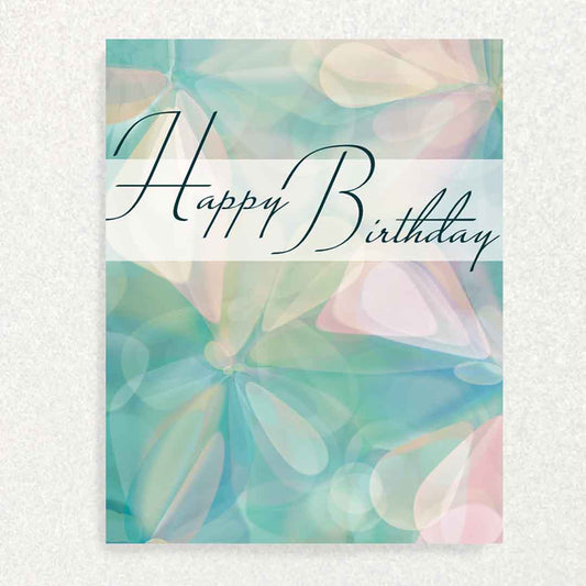 Front of Spring Birthday Teal Vibes card teal colored crystal flowers