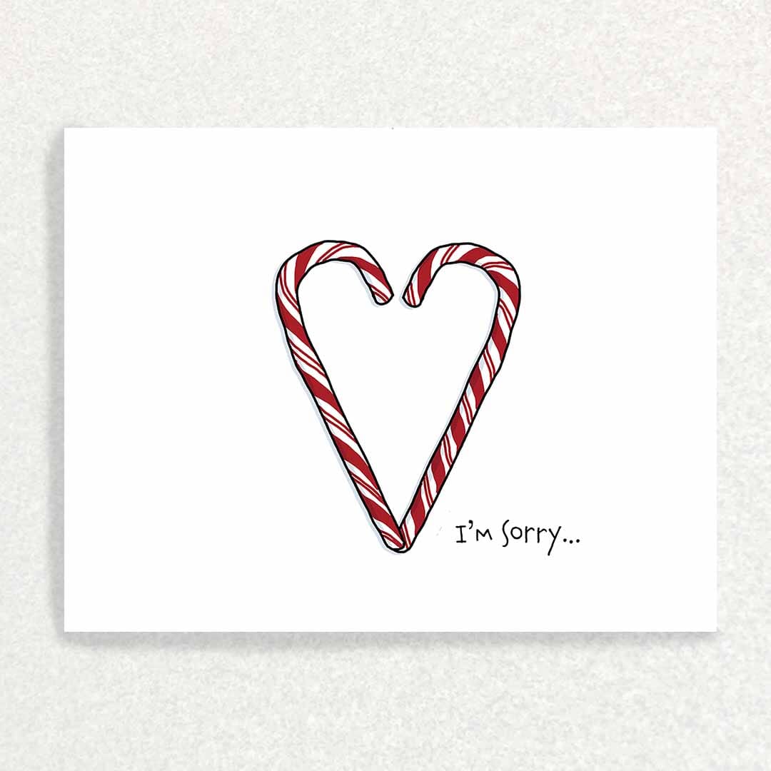 Candy Cane Heart: Apology Card Written Hugs Designs