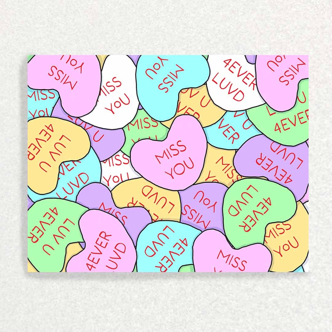 Candy Hearts : Grief and Loss Valentine's Day Card Written Hugs Designs