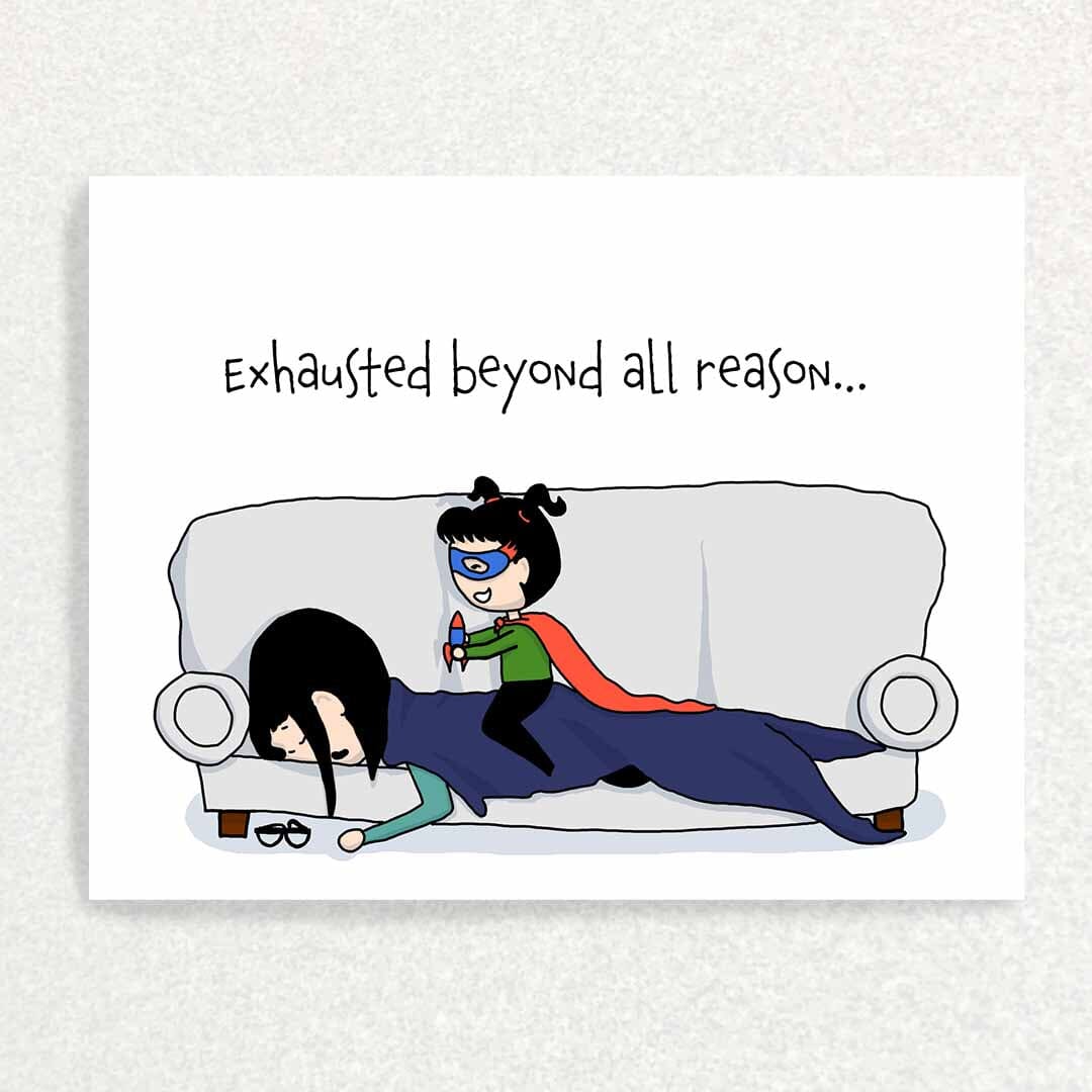Exhausted Parent: Encouragement Card Written Hugs Designs