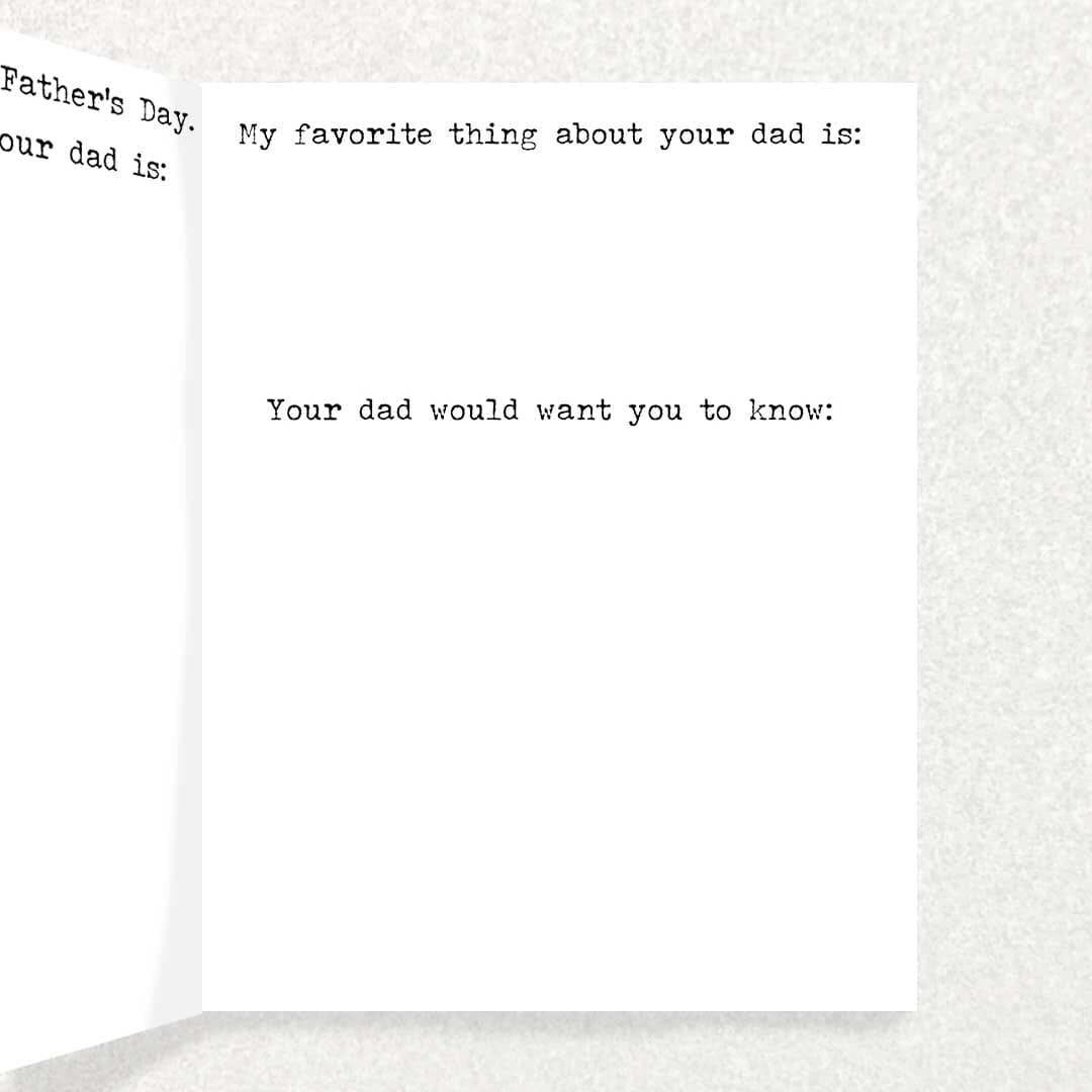 Father’s Day Sympathy Card: Rememberance Prompts Honoring Their Dad Written Hugs Designs