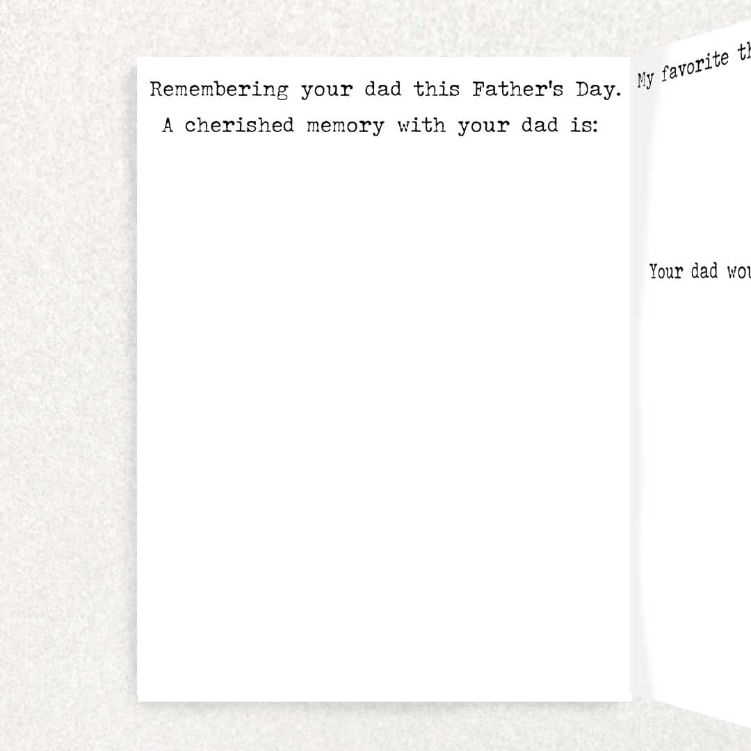 Father’s Day Sympathy Card: Rememberance Prompts Honoring Their Dad Written Hugs Designs