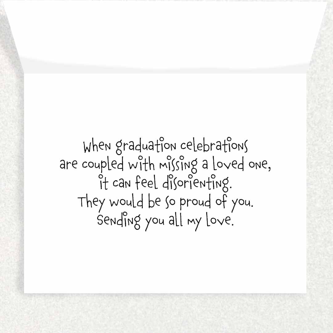 Graduation Caps: Grief and Loss Card: Grieving Graduate Sympathy Card Written Hugs Designs
