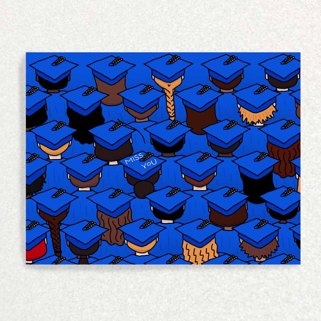 Graduation Caps: Grief and Loss Card: Grieving Graduate Sympathy Card Written Hugs Designs