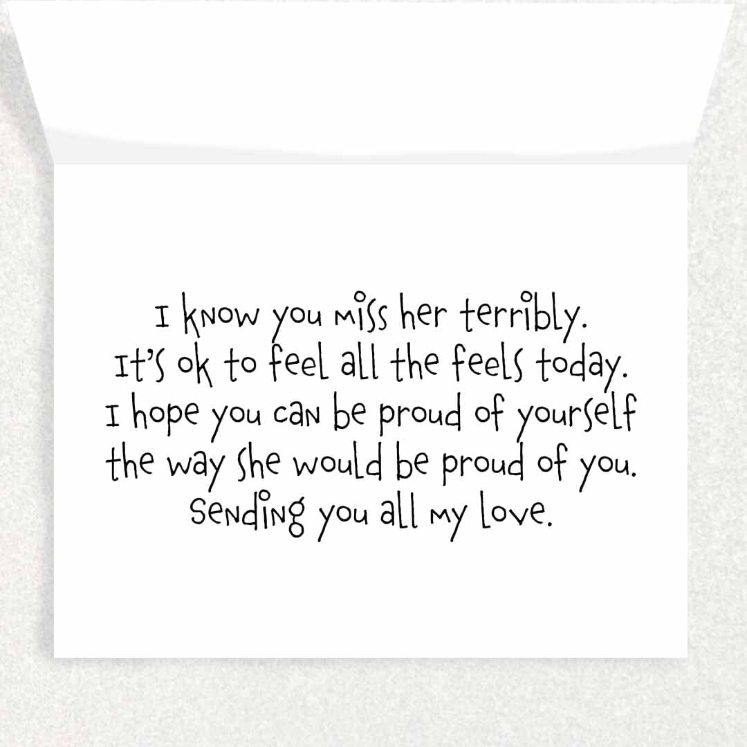 Grieving Graduate Graduation Card : Loss of Her : Grief and Loss Card Written Hugs Designs