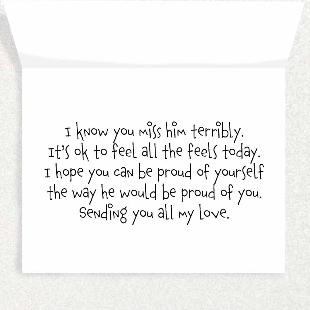 Grieving Graduate Graduation Card : Loss of Him : Grief and Loss Card Written Hugs Designs