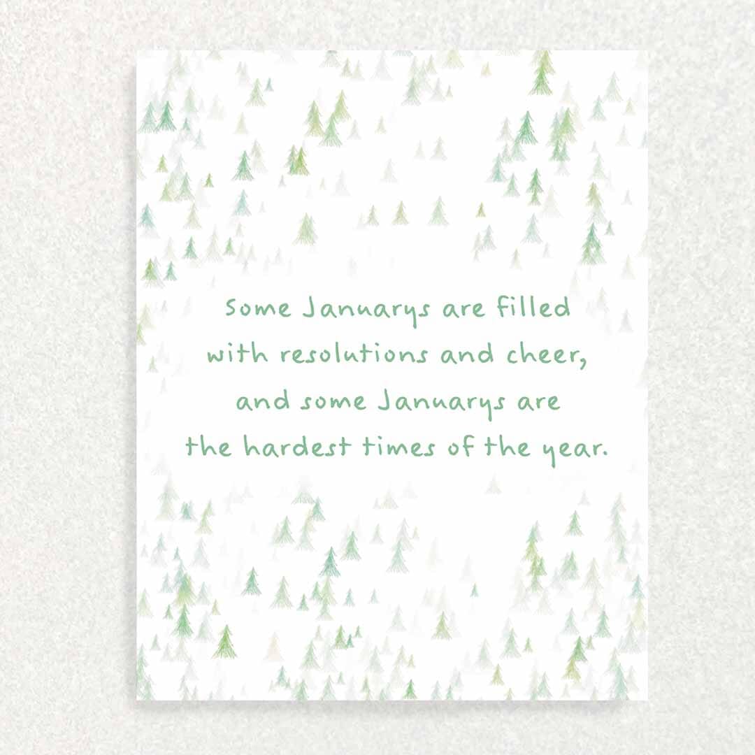January Grief Anniversary : Grief and Loss Card Written Hugs Designs