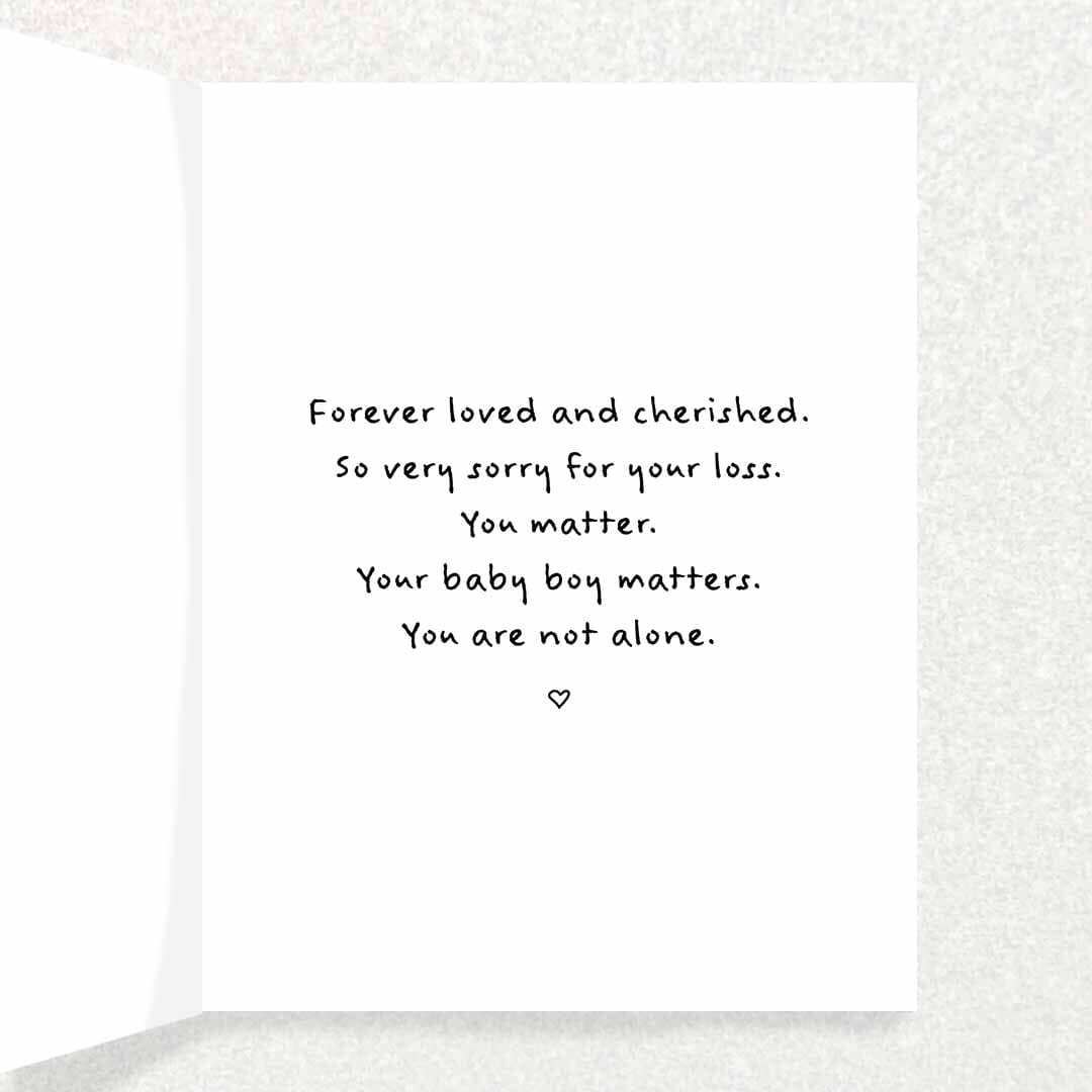 Loss of Baby Boy Sympathy Card Written Hugs Designs