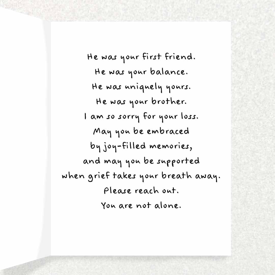 Loss of Brother Sympathy Card Written Hugs Designs
