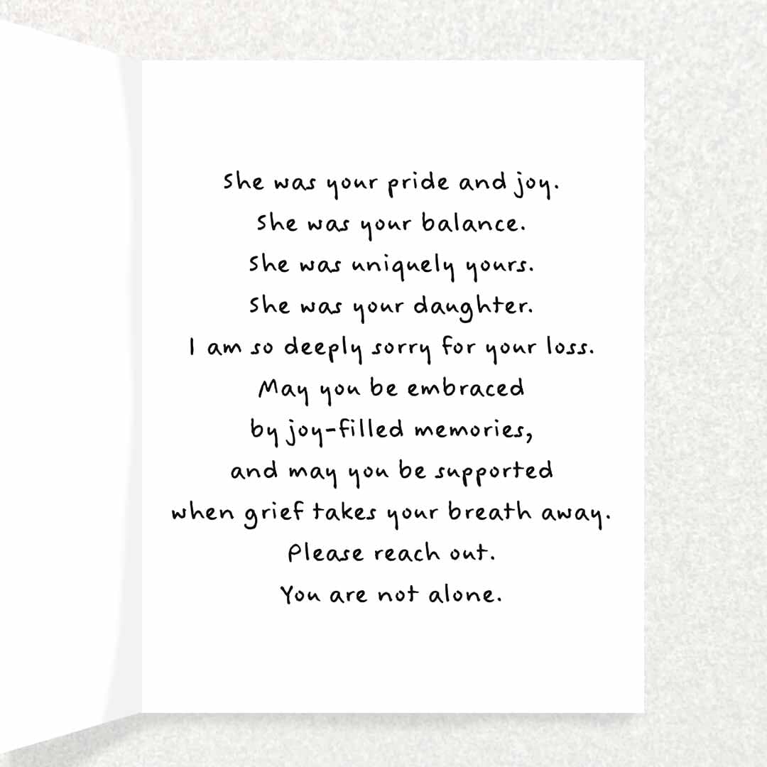 Loss of Daughter Sympathy Card Written Hugs Designs