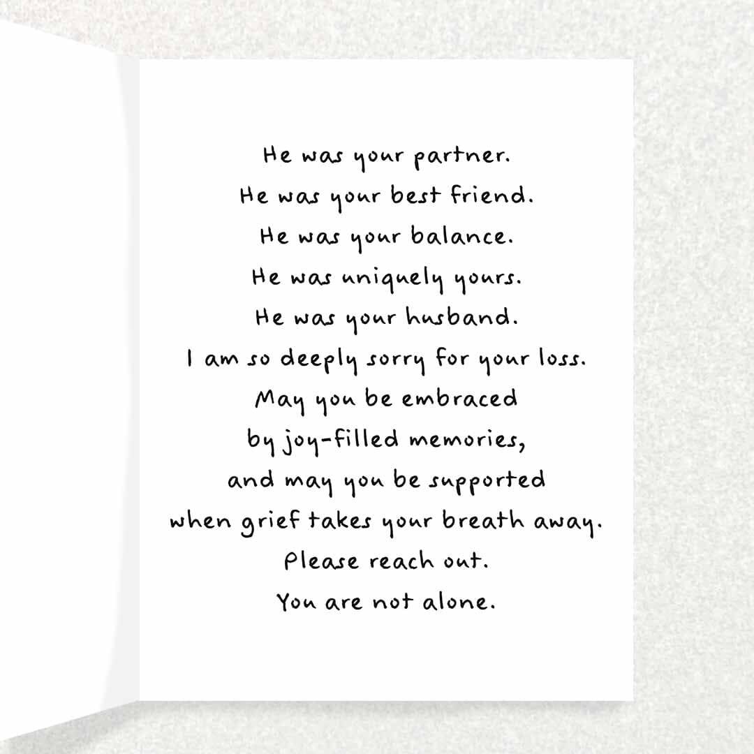 Loss of Husband Sympathy Card Written Hugs Designs