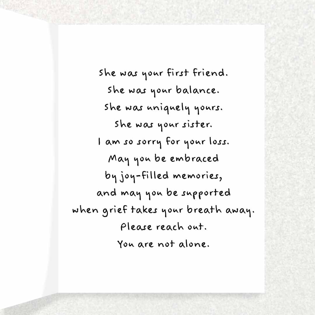 Loss of Sister Sympathy Card Written Hugs Designs