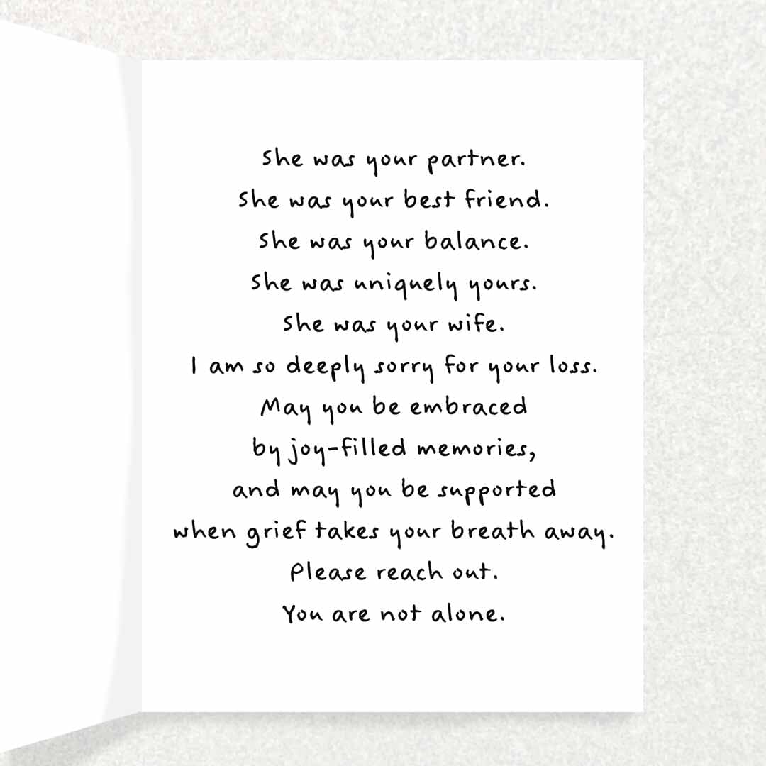 Loss of Wife Sympathy Card Written Hugs Designs
