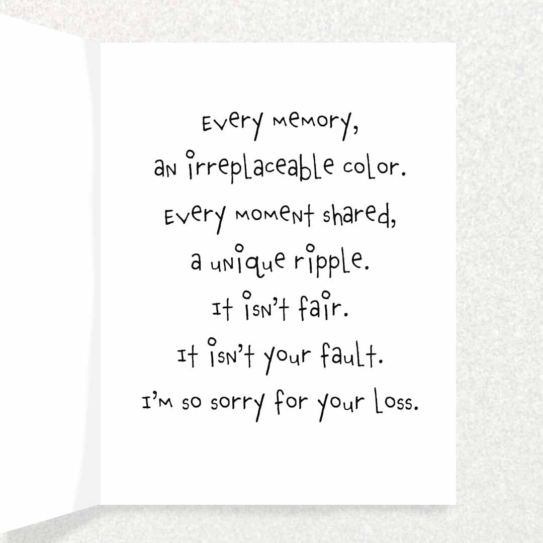 Marble Sympathy Card: Sibling Loss, Spouse Loss, Child Loss, Suicide Loss, Best Friend Loss Written Hugs Designs
