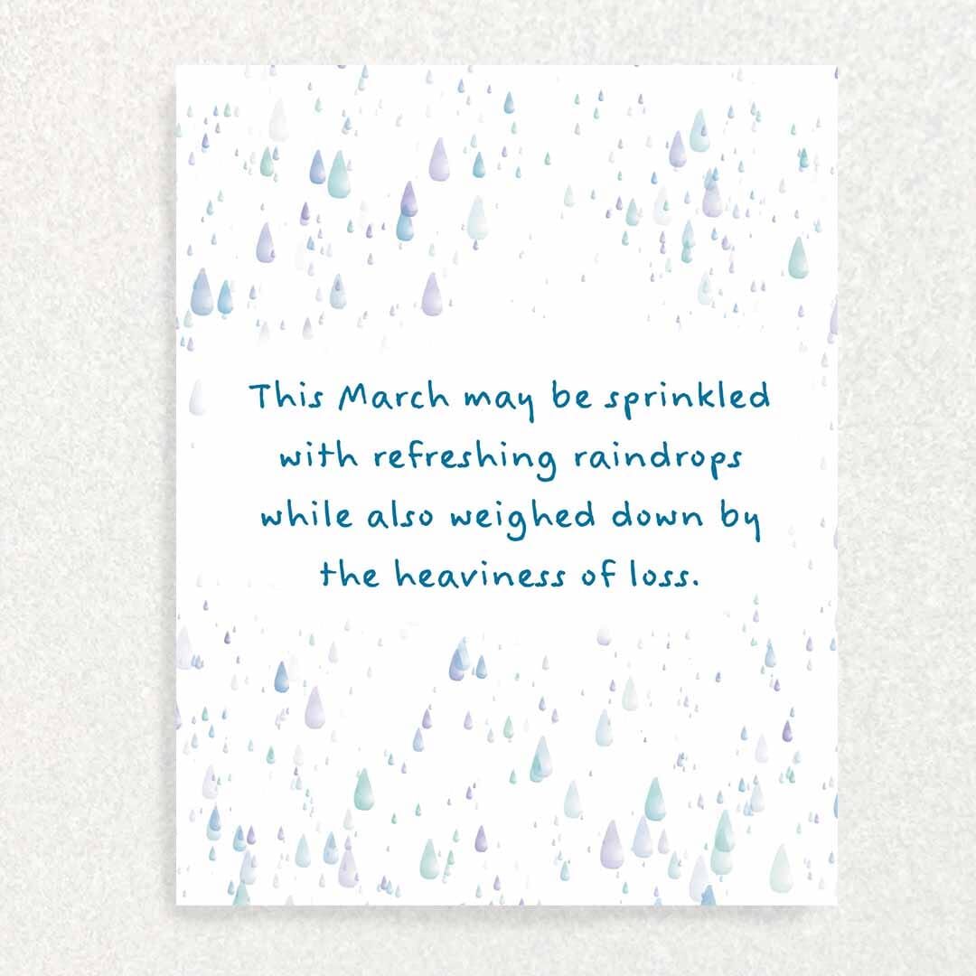 March Anniversary of Loss: Sympathy Card Written Hugs Designs