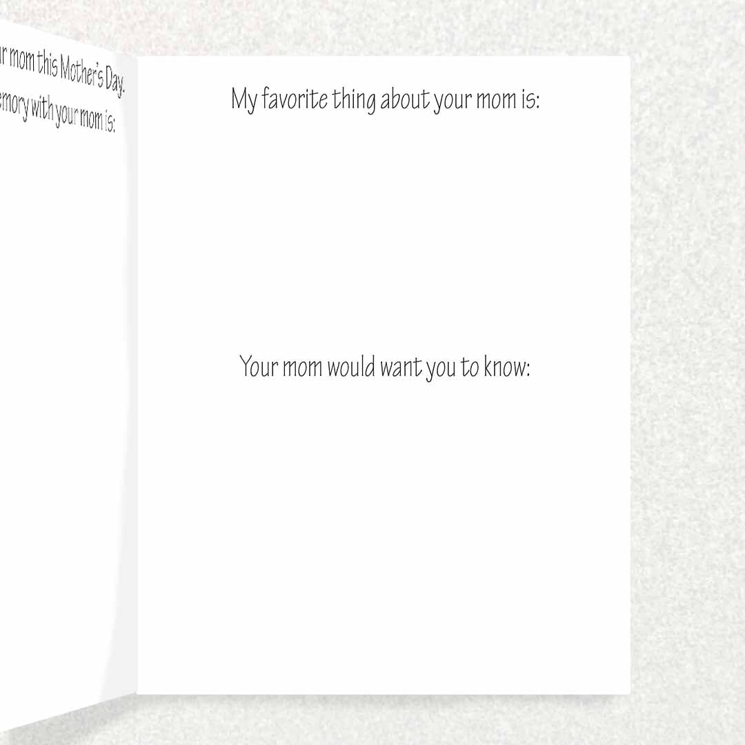 Mother’s Day Sympathy Card: Rememberance Prompts Honoring Their Mom Written Hugs Designs