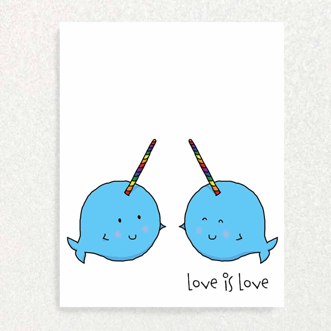 Narwhal Love: Pride Card Blank Inside Written Hugs Designs