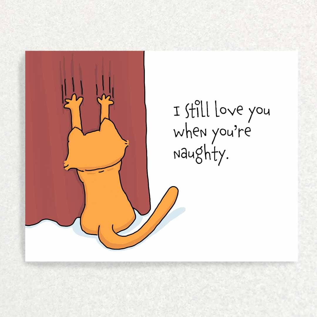 Naughty Kitty: Cat Lover Card Written Hugs Designs