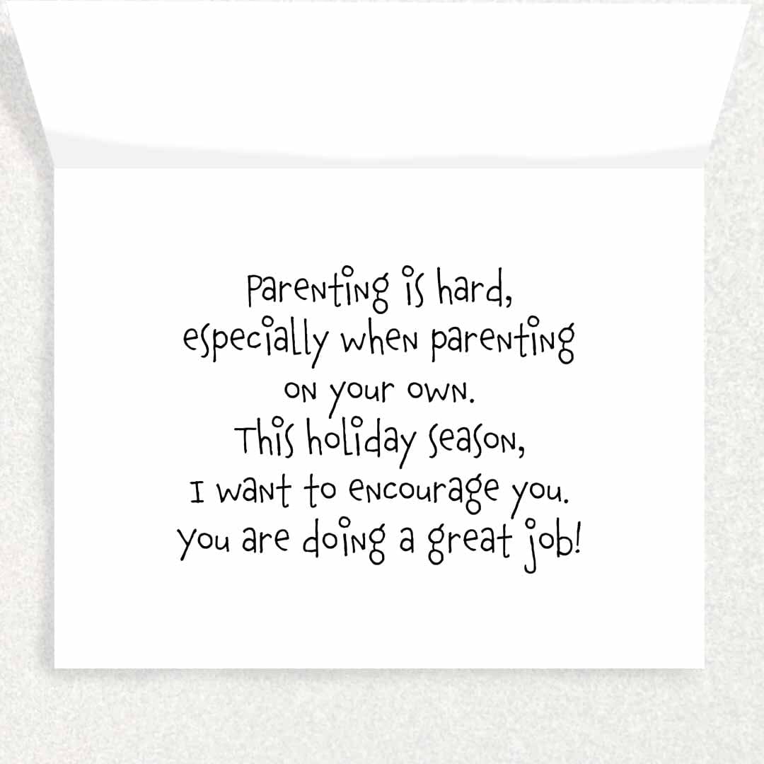 One Big Snowman: Single Parent Encouragement Card Written Hugs Designs