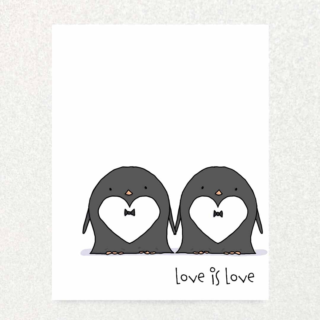 Penguin Love: Pride Card Blank Inside Written Hugs Designs