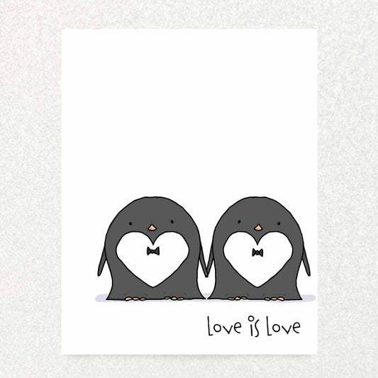 Penguin Love: Pride Card Blank Inside Written Hugs Designs