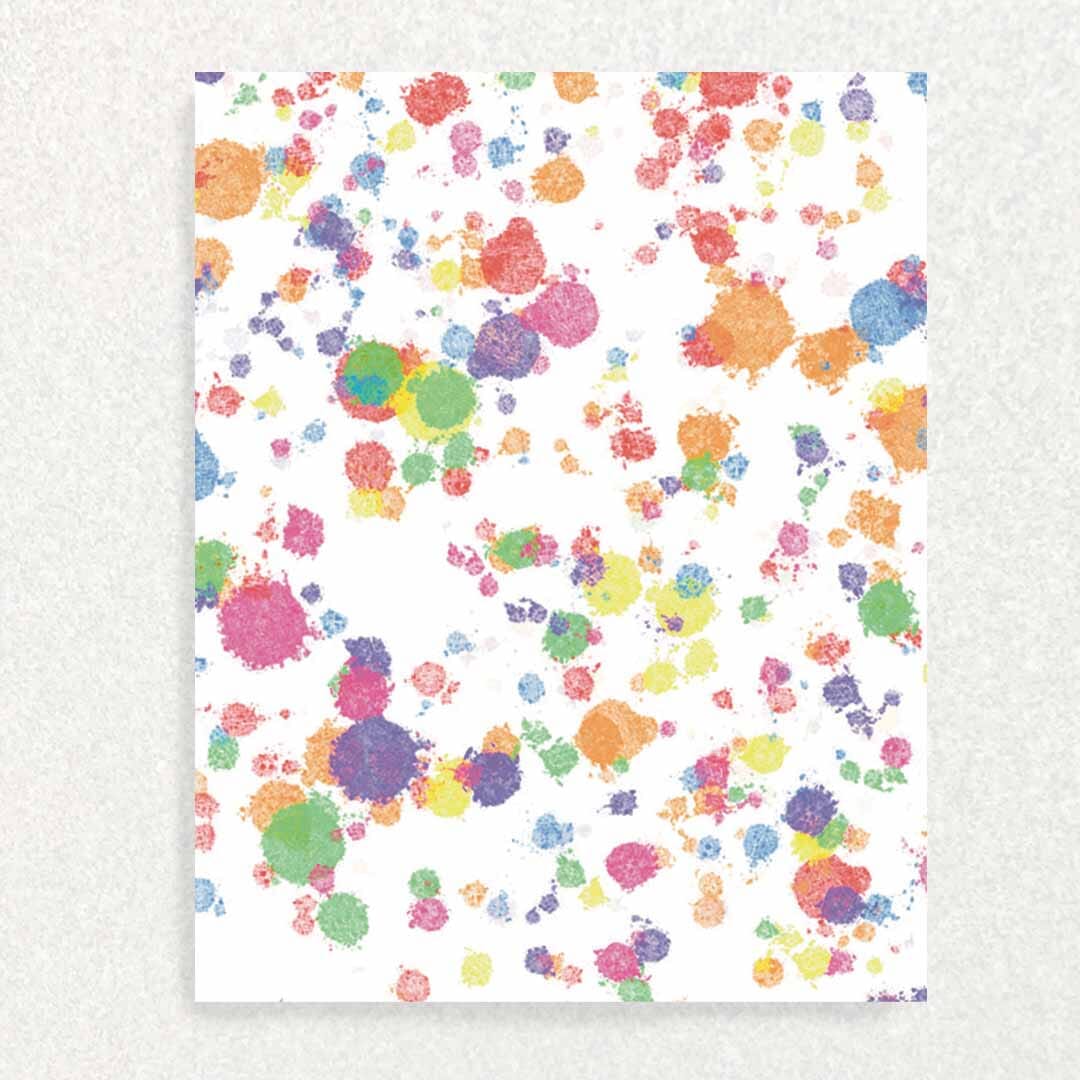 Rainbow Splatter Birthday: Keepsake Interview Prompts Card Written Hugs Designs