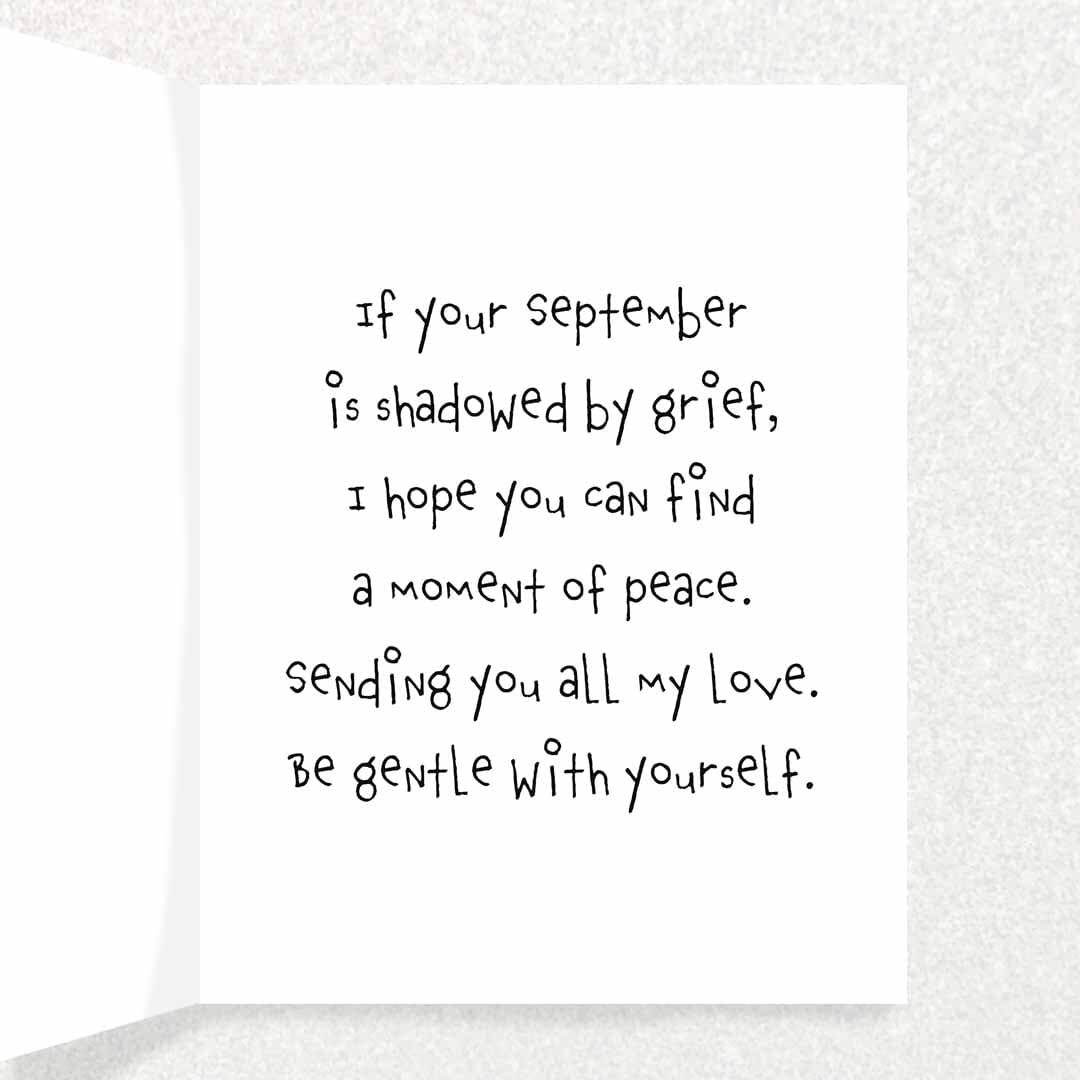 September Grief Anniversary : Grief and Loss Card Written Hugs Designs
