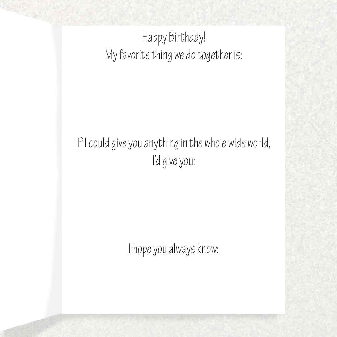 Spring Birthday Teal Vibes: Keepsake Prompt Birthday Card Written Hugs Designs