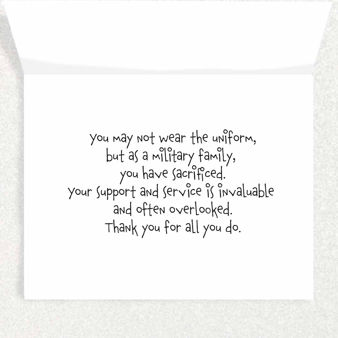 Thank a Military Family: Appreciation Card Written Hugs Designs