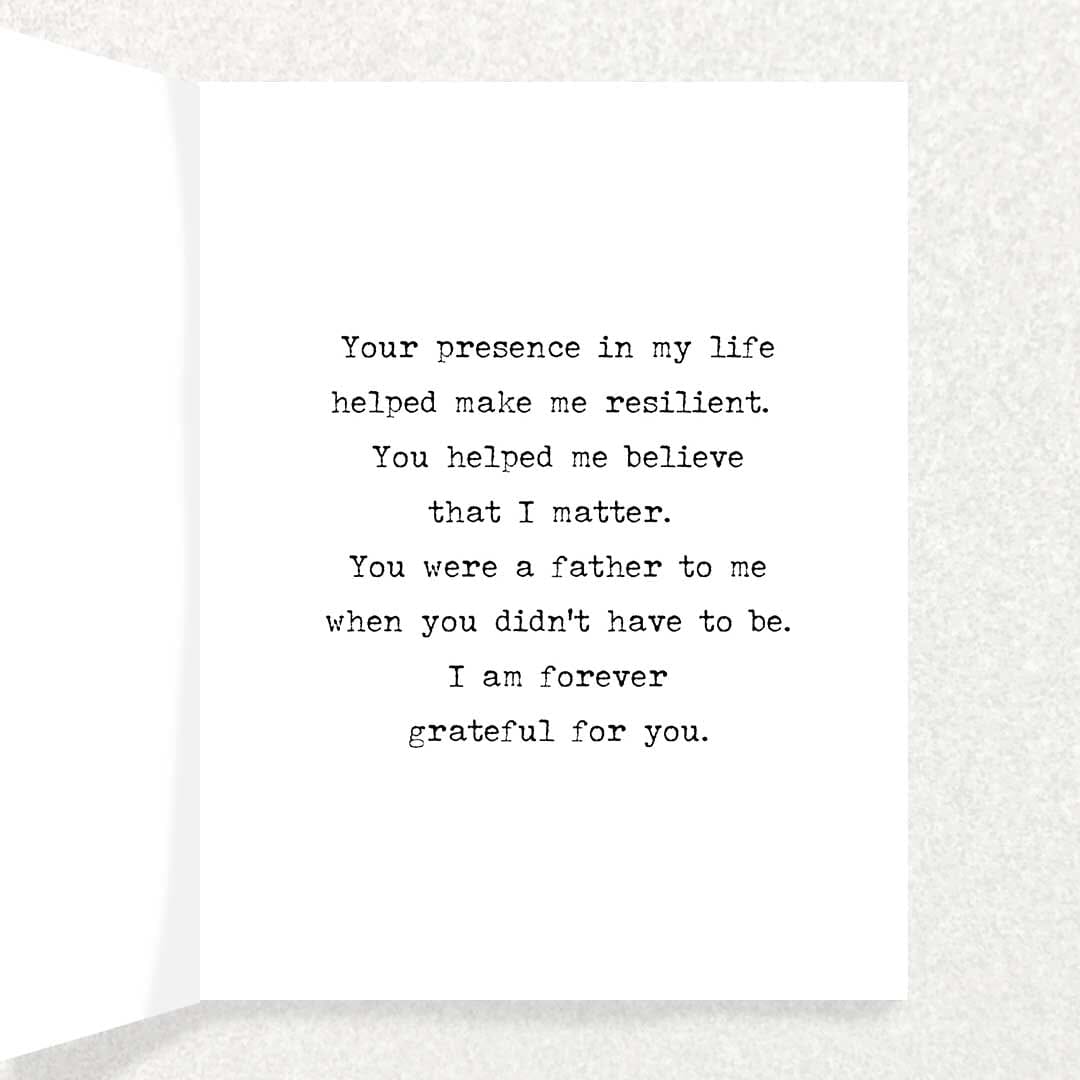 Thank you for Fathering Me Card for Father Figure or Step-Father Written Hugs Designs