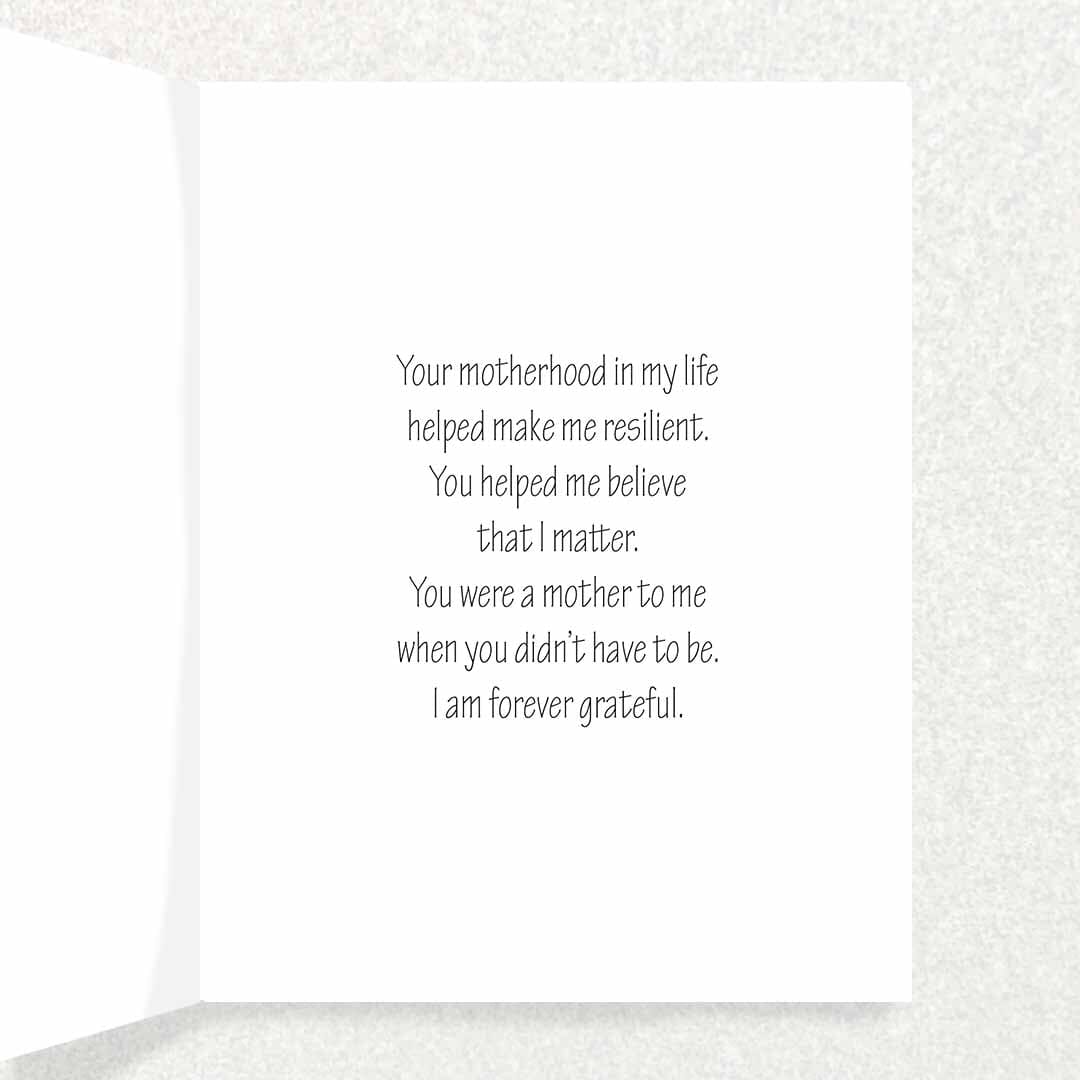 Thank you for Mothering Me Card for Mother Figure or Step-Mother Written Hugs Designs