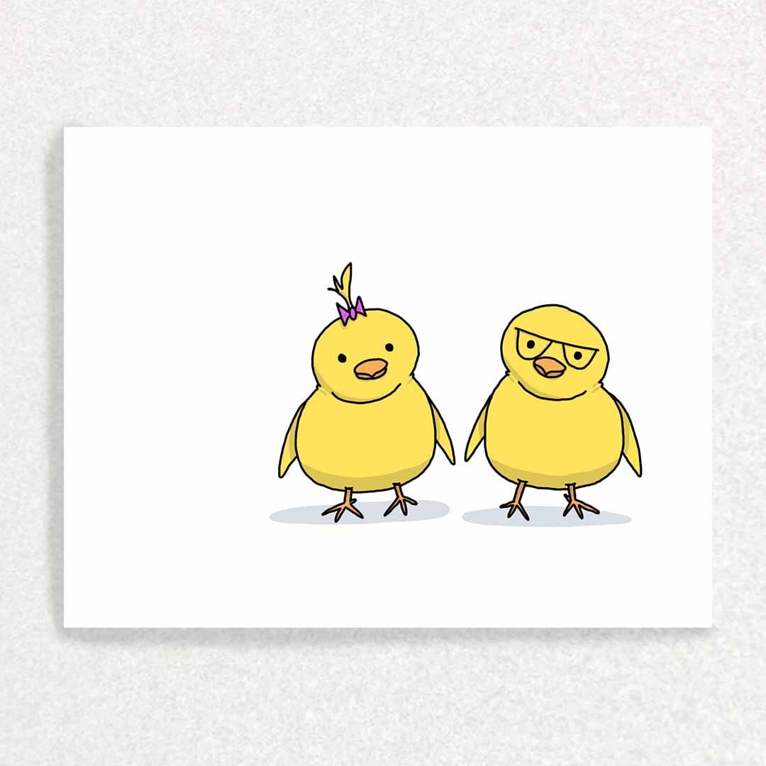 Title: Easter Chicks: Positive Affirmation Easter Card Written Hugs Designs