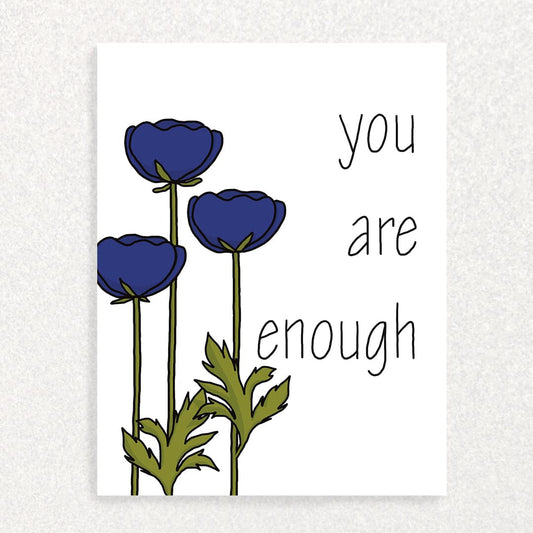You are Enough: Affirmation Card Promoting Mental Health Written Hugs Designs
