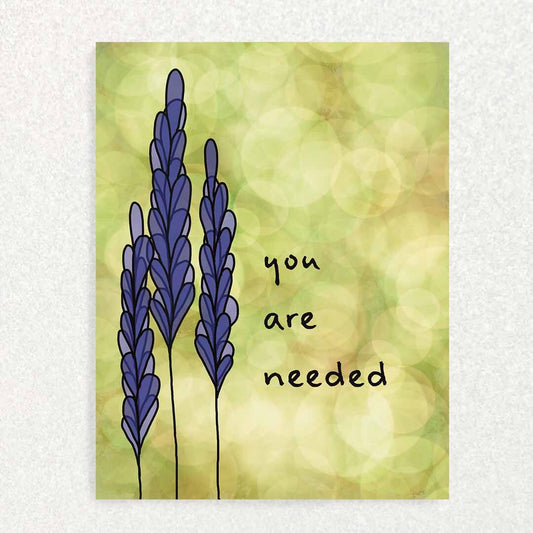 You are Needed: Positive Affirmation Card Promoting Mental Health Written Hugs Designs