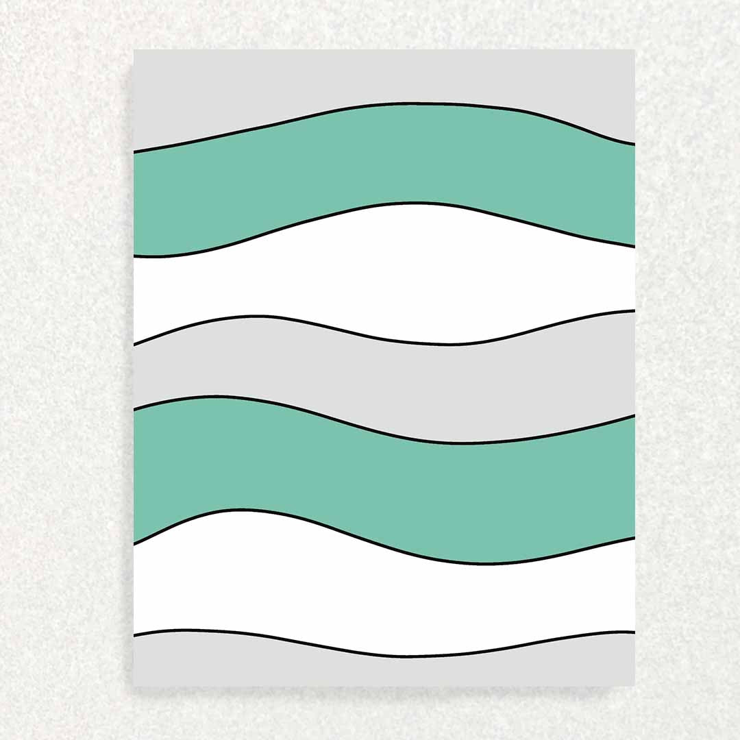 Front of loss of friend card waves of white and gray and green