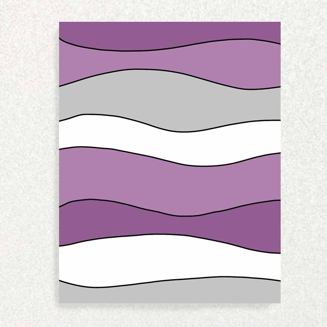 Front of loss of sister card waves of white and purples