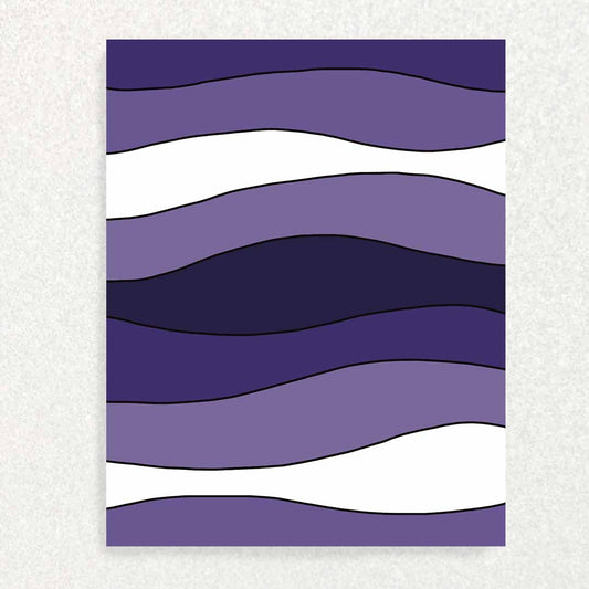 Front of Loss of Mom card waves of white and shades of purple