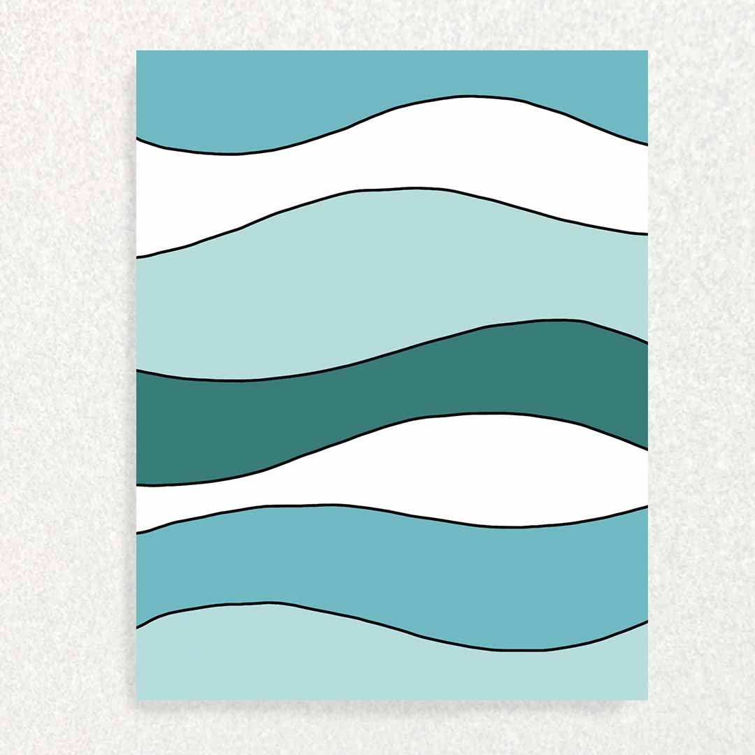 Front of loss of brother card waves of white and teals
