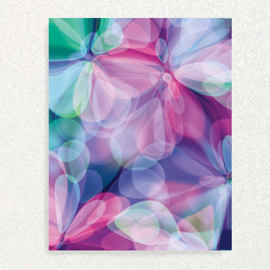 Front of Mother’s Day both joyful and sorrowful sympathy card. Blue, pink, and green crystal flowers