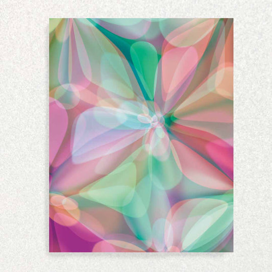 Front of Infertility Sympathy Card: green, orange and pink crystal flowers