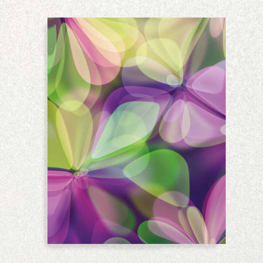 Front of Mother’s Day Sympathy Card: green and purple crystal flowers