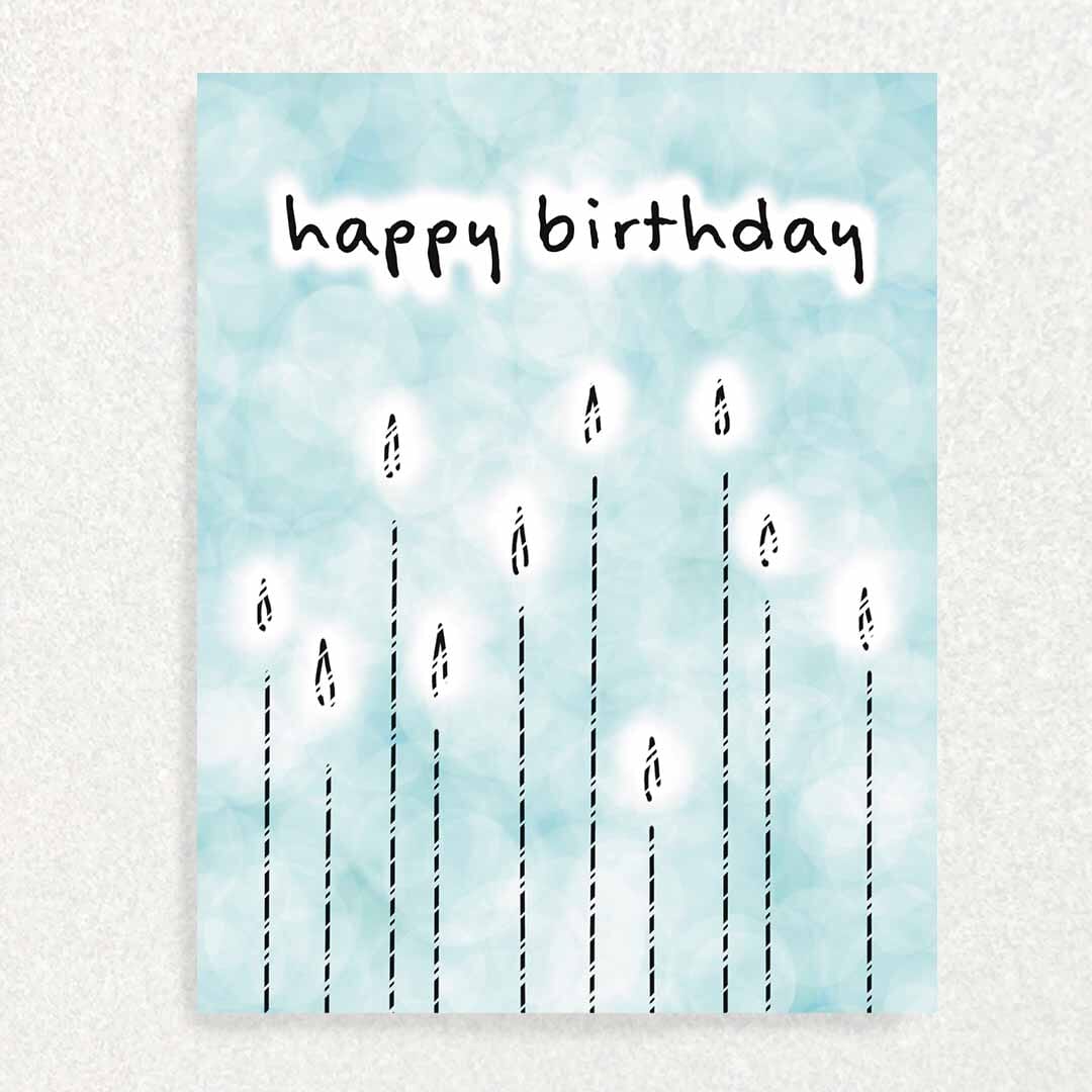 Blue Candles: Keepsake Interview Prompts Card Written Hugs Designs 