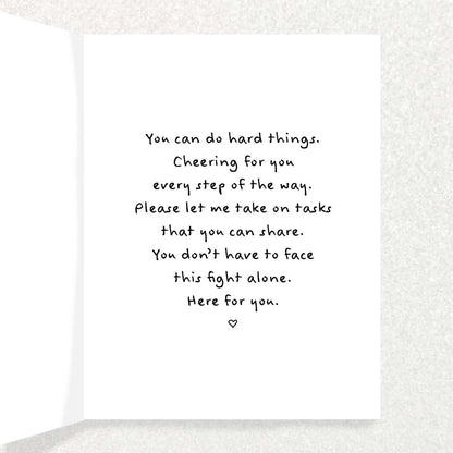 Cancer Fighter Card - Encouragement Connection Card Written Hugs Designs 