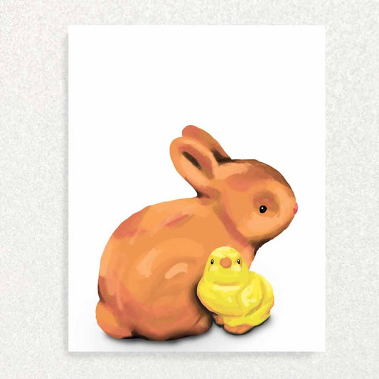 Cute Baby Chick and Baby Bunny: Blank Inside Card Written Hugs Designs 