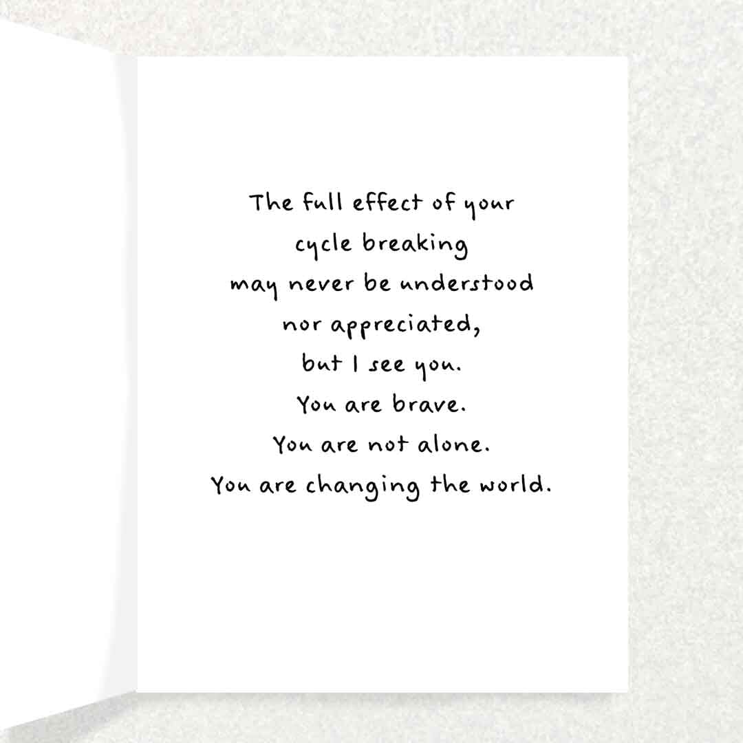 Cycle Breaker Encouragment Card Written Hugs Designs 